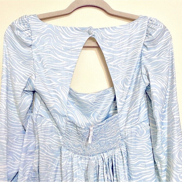 NWOT Free People Baby Blue Zebra Print Silky Blouse SIze XS - Picture 4 of 5